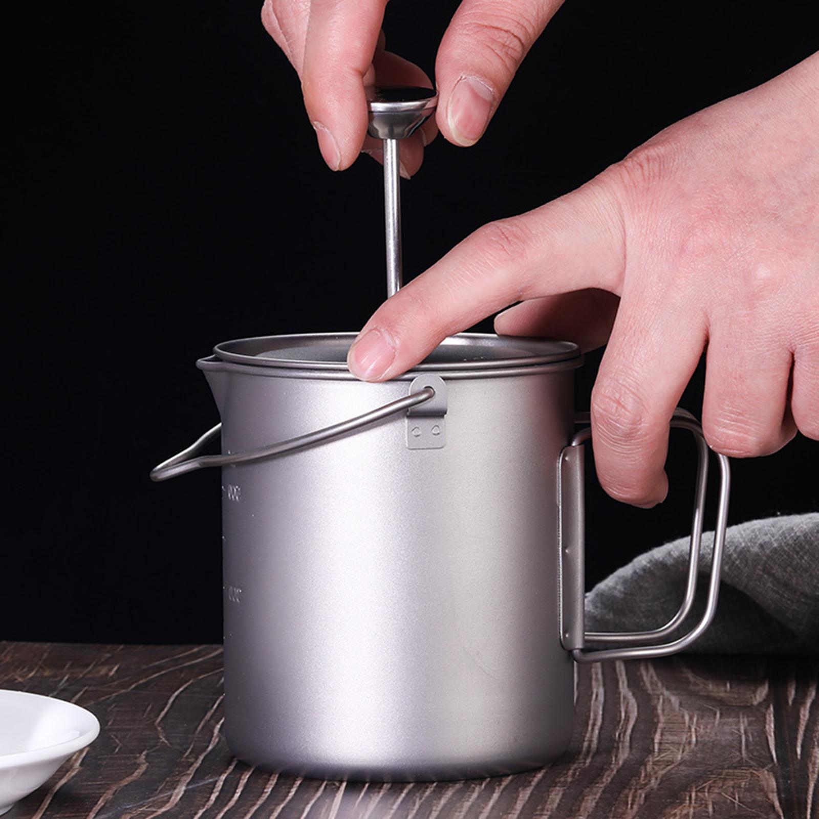 Pot with Lid Teakettle Cookware 750ml with Filter Coffee Maker Titanium Coffee Cup Mug for Camp Mountaineering Cooking Outdoor