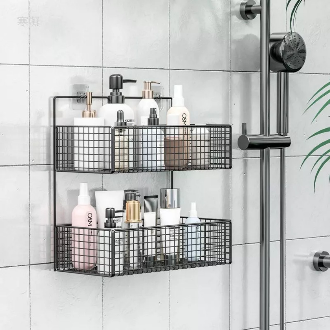 KHAY SẮT CHỮ NHẬT DẠNG LƯỚI dán tường tiện dụng cho nhà tắm , nhà bếp