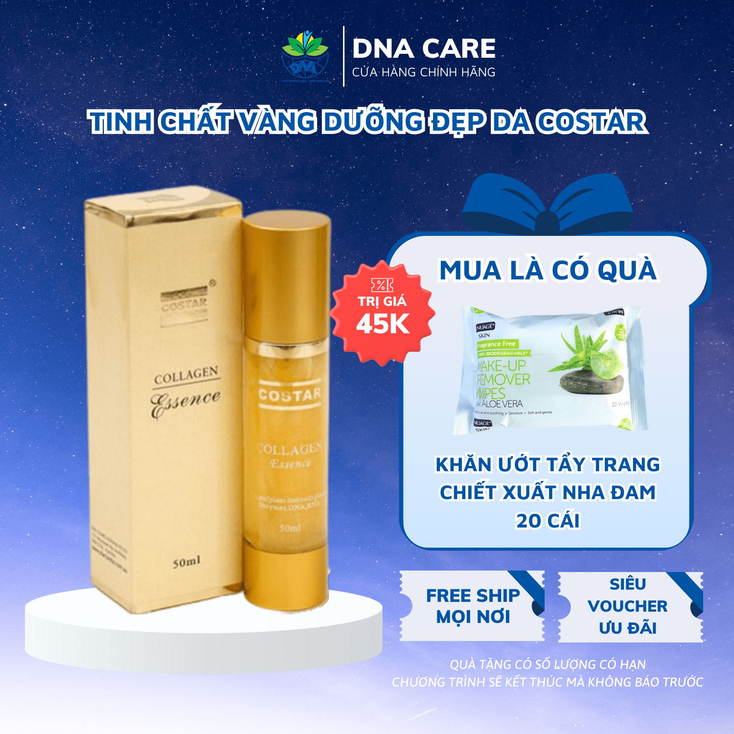 Tinh chất vàng Costar Collagen Essence chai 50ml