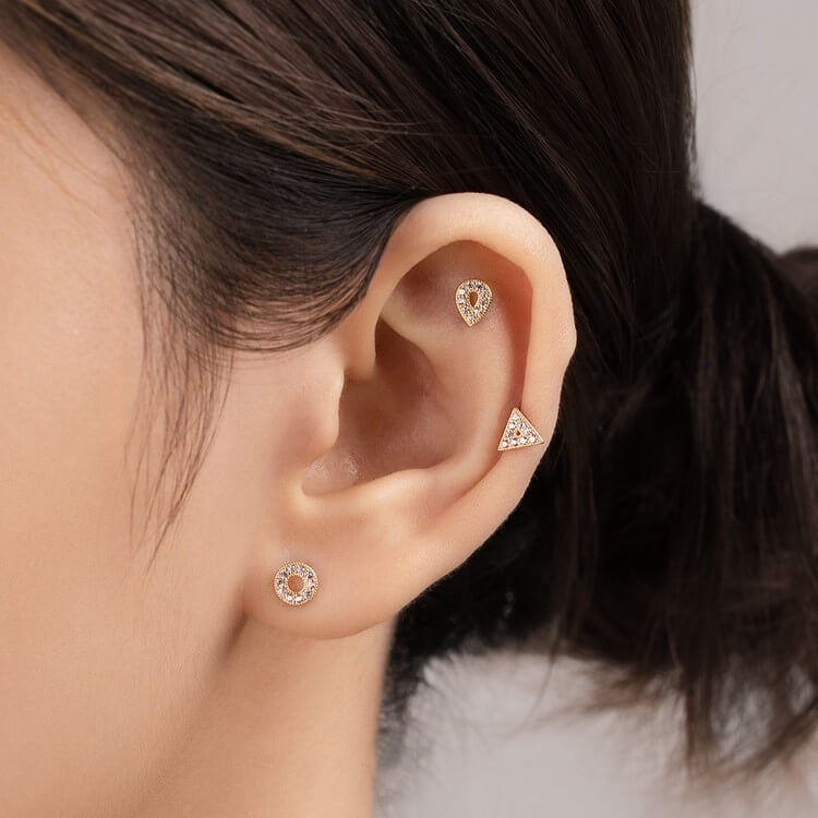 Khuyên Tai Vàng 14KY chuôi bi vặn Korean Style (V0181) - MOON Jewelry
