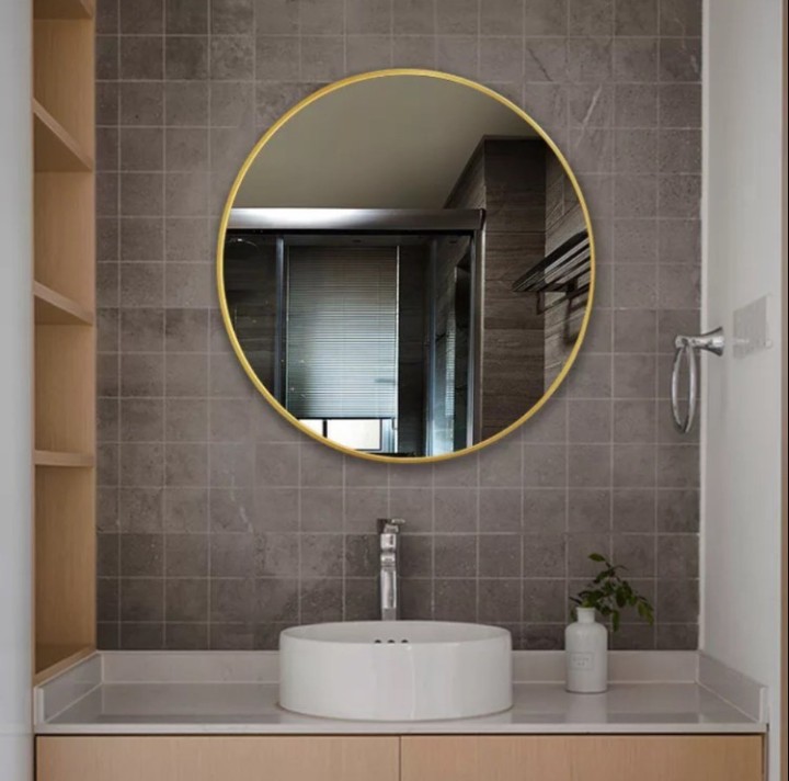 Gương Tròn Vành Nhôm Sơn Tĩnh Điện KT 60x60 - Gương Tròn Treo Tường Nhà Tắm Cao Cấp