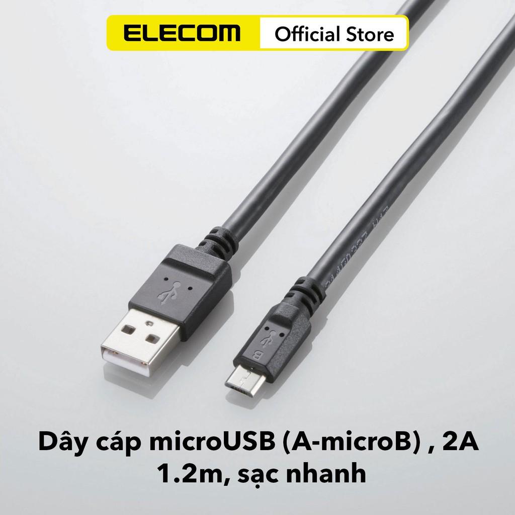 Dây cáp microUSB (A-microB), 2A, sạc nhanh ELECOM MPA-AMBC2U- Hàng chính hãng