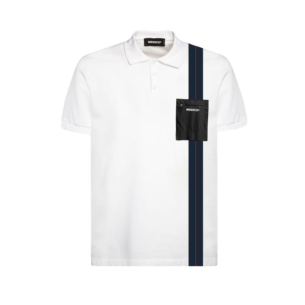 Áo thun có cổ unisex Stripe Polo Trắng