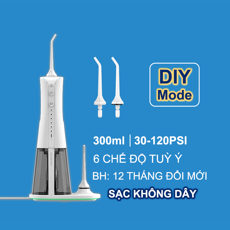 Máy tăm nước Aquapulse X6 Oral Irrigator cầm tay sạc không dây - 6 chế độ làm sạch răng miệng