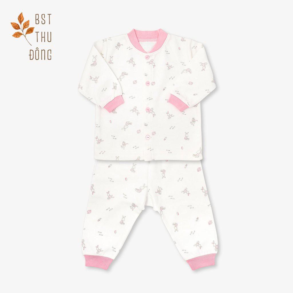 Bộ quần áo Miomio dài tay cài giữa dày 100% cotton