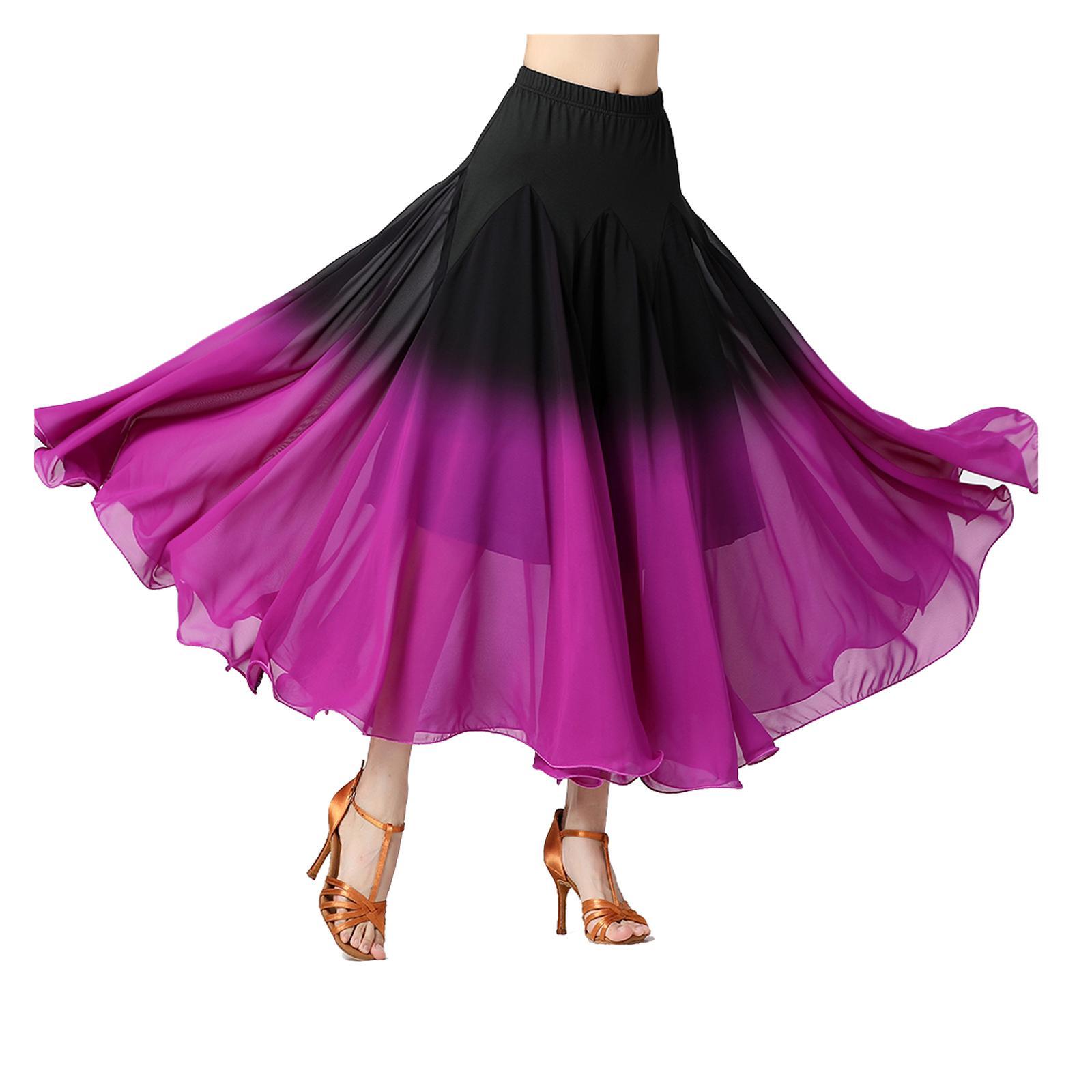 Women's Ballroom Dance Skirt, Long Swing Skirt Performance Cosplay Latin L