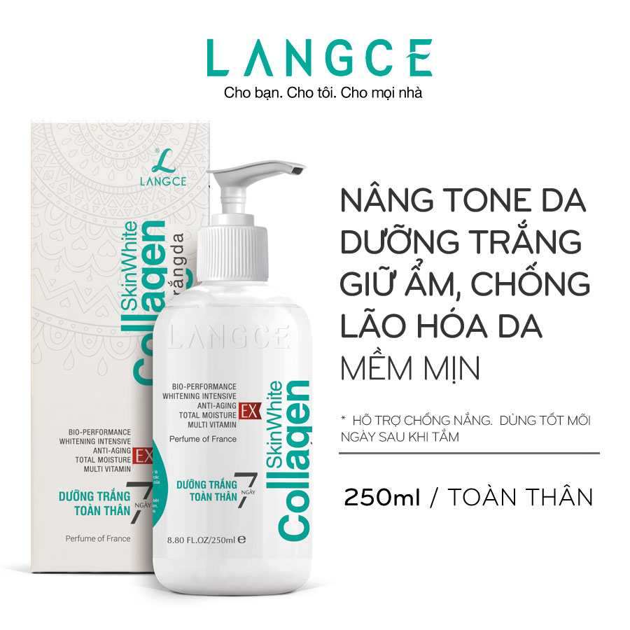 Collagen Trắng Da Toàn Thân 7 Ngày 250ml TẶNG Tẩy Tế Bào Chết Toàn Thân Nước Hoa 100ml LANGCE