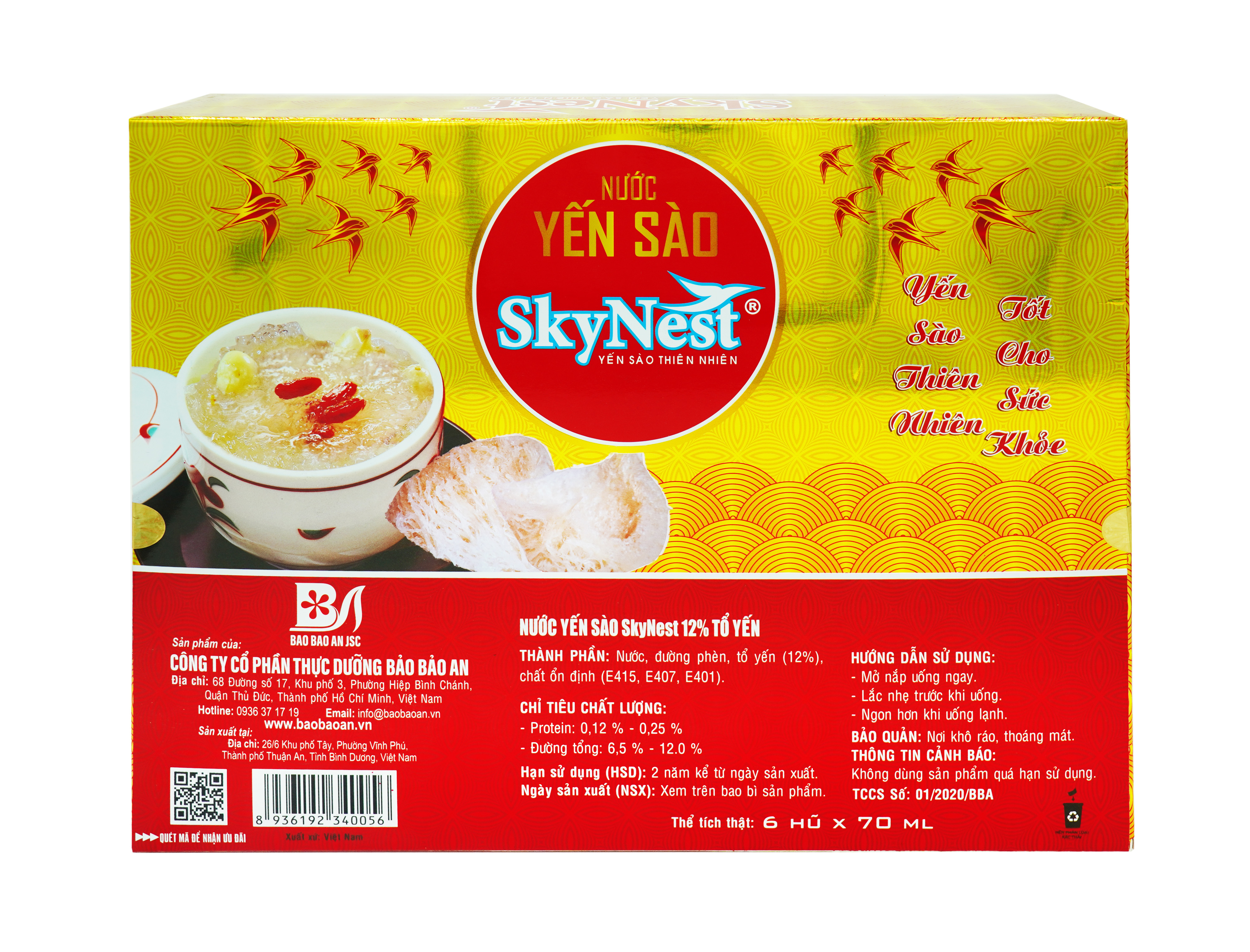 Hình ảnh Hộp quà (6 lọ x70ml) yến sào cao cấp SkyNest 12% Tổ Yến, chất lượng đạt chuẩn quốc tế, dinh dưỡng cao, hiệu quả cho hồi phục và cải thiện sức khỏe