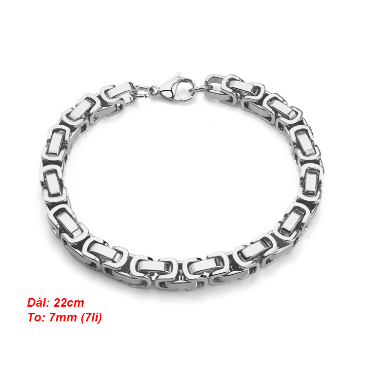 Lắc tay nam kiểu ziczac 7li MVT047T Không đen không gỉ sét