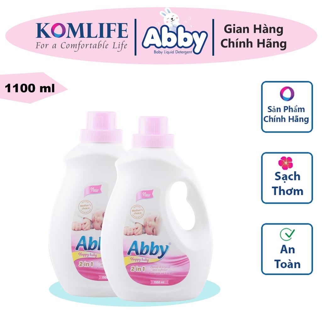 Nước giặt xả mẹ và bé 1100 ml ABBY màu Hồng an toàn, làm mềm vải, hương thơm dịu nhẹ, sạch vết bẩn trẻ em