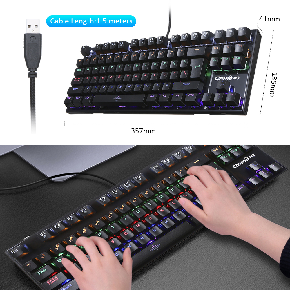 87 Phím Bàn phím chơi game được hỗ trợ bởi USB Hoạt động ở 3 cấp độ Có thể điều chỉnh độ sáng