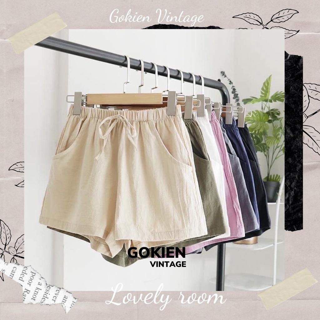 Quần Sooc đũi nữ, quần đùi nữ siêu mát, Gokien Vintage