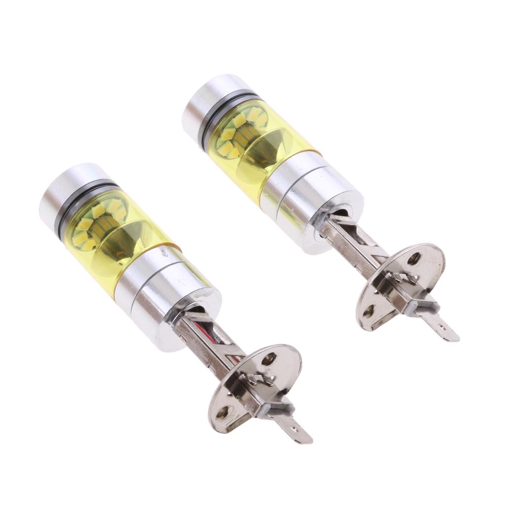 1 Pair of H1 20LED 100W High Power Yellow Projector Fog Driving Light Bulbs
