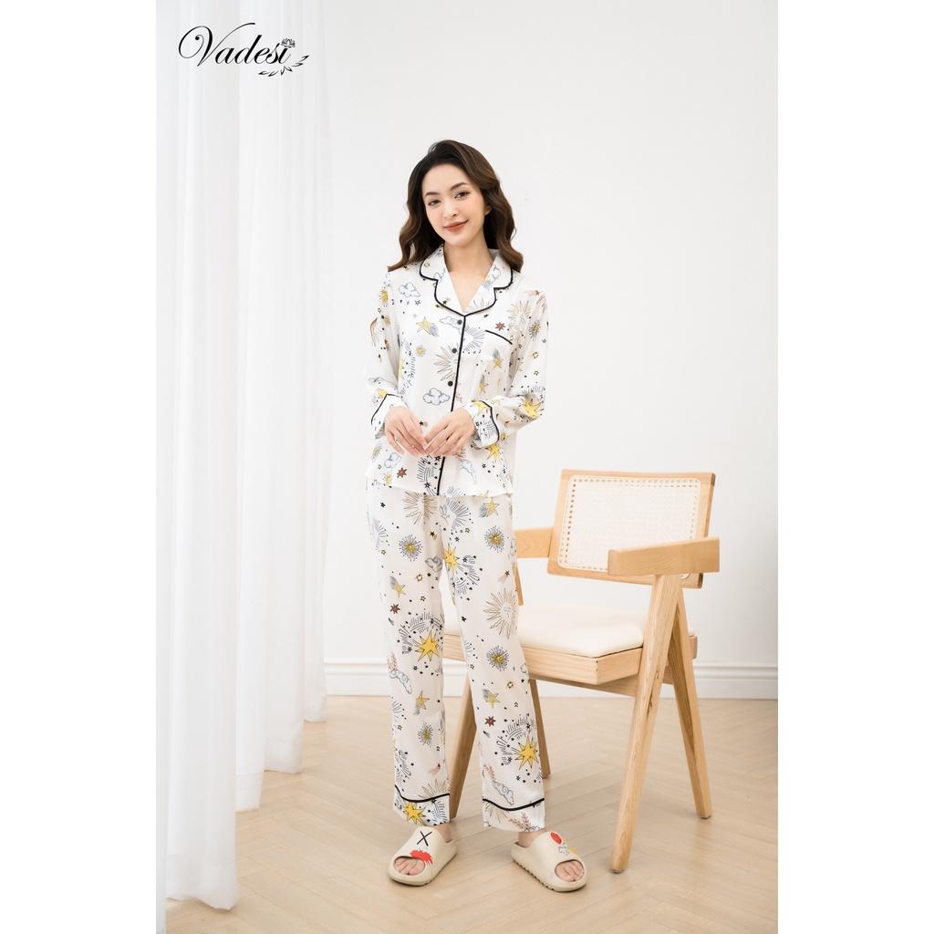 Bộ Pijama Dài Tay Lụa Cao Cấp Họa Tiết Đẹp Mềm Mượt - Thời Trang Vadesi