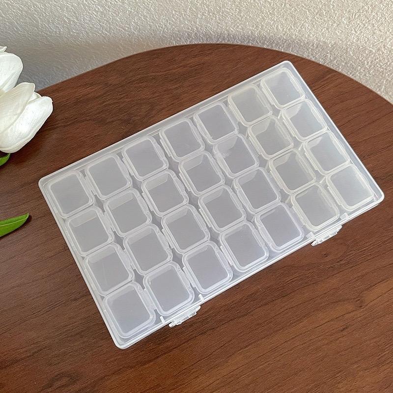 Khay Nhựa Trong 28 Ô Đựng Charm Bông Đá Có Nắp Riêng Từng Ngăn Làm Nail, Hộp Nhựa Pvc Plastic 28 Ngăn Dẻo Không Bể Vỡ Khi Rớt, Chống Bụi
