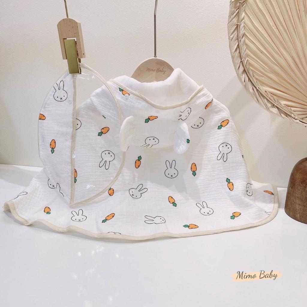 Áo choàng chống nắng kèm mũ chắn giọt bắn vải xô muslin mềm mại cho bé Mimo Baby QA31