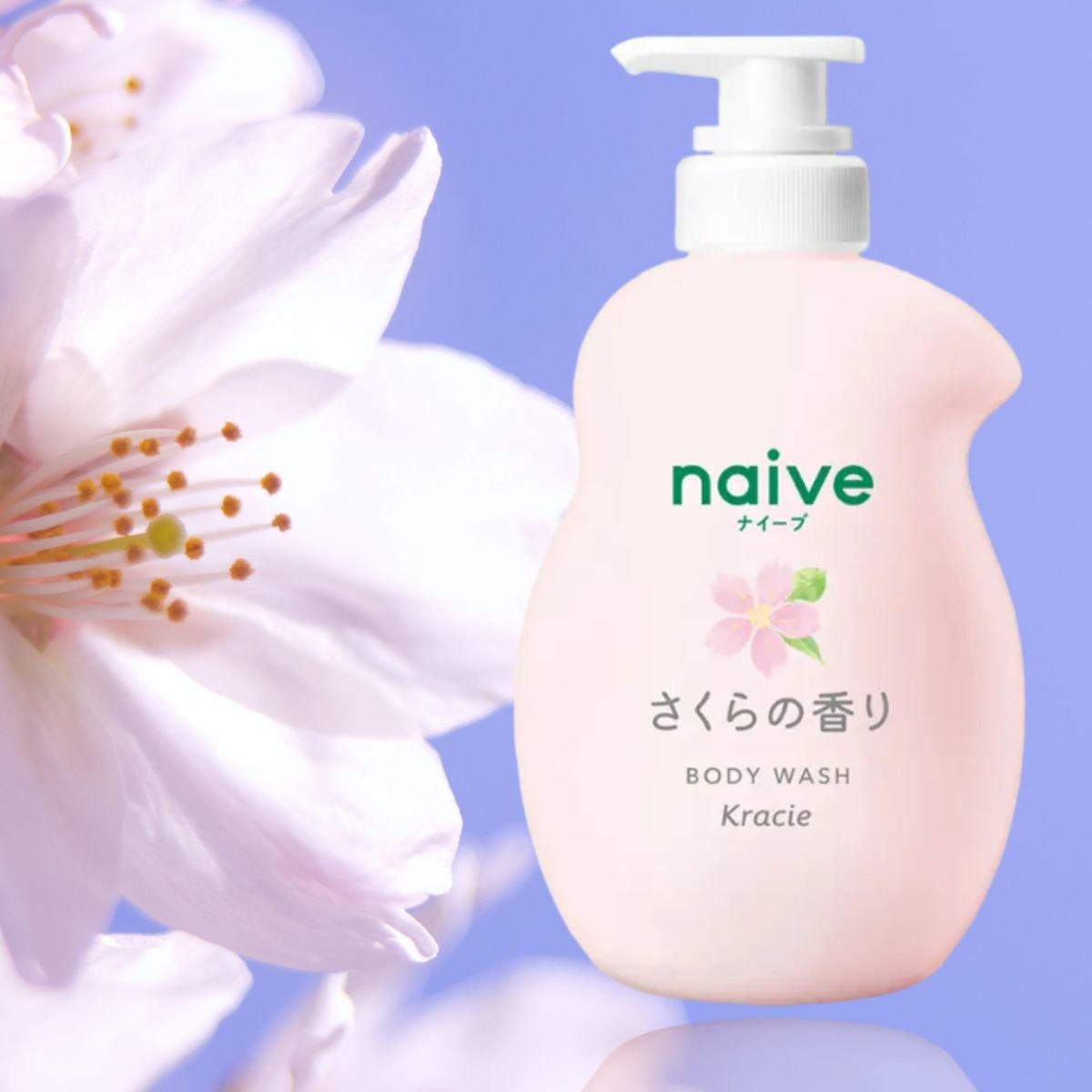 Sữa Tắm Trắng Mịn Da Chiết Xuất Hoa Anh Đào Kracie Naive Body Wash Sakura 530mL