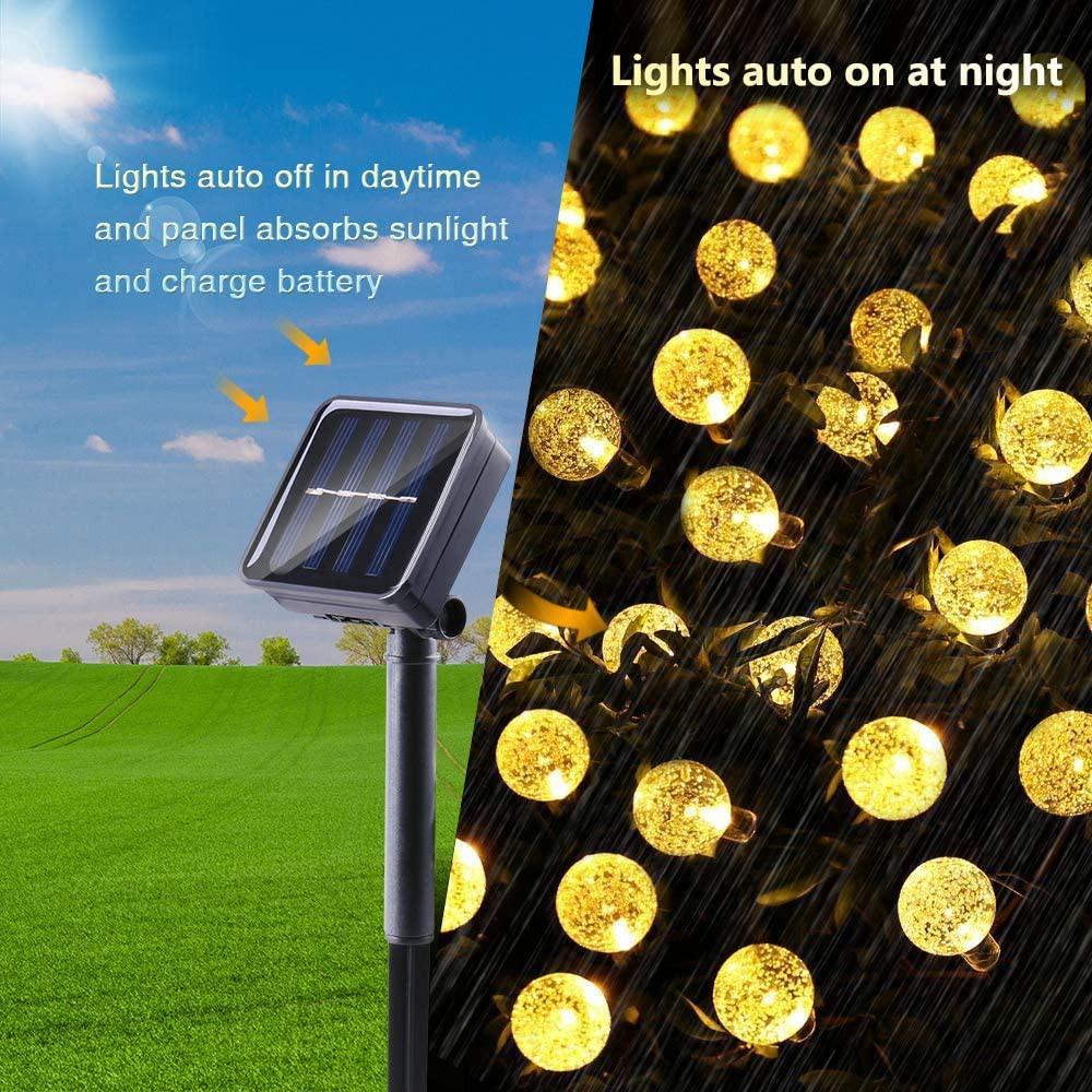 Bộ 50 Cầu LED SOLAR dạng dây treo sân vườn trang trí nhà cửa