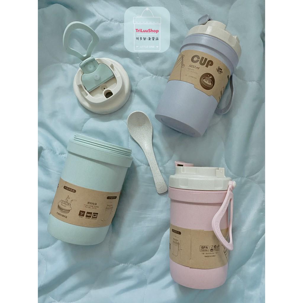 Bình Lúa Mạch Mini Cao Cấp 500ML Tặng Kèm Muỗng Thương Hiệu Cup