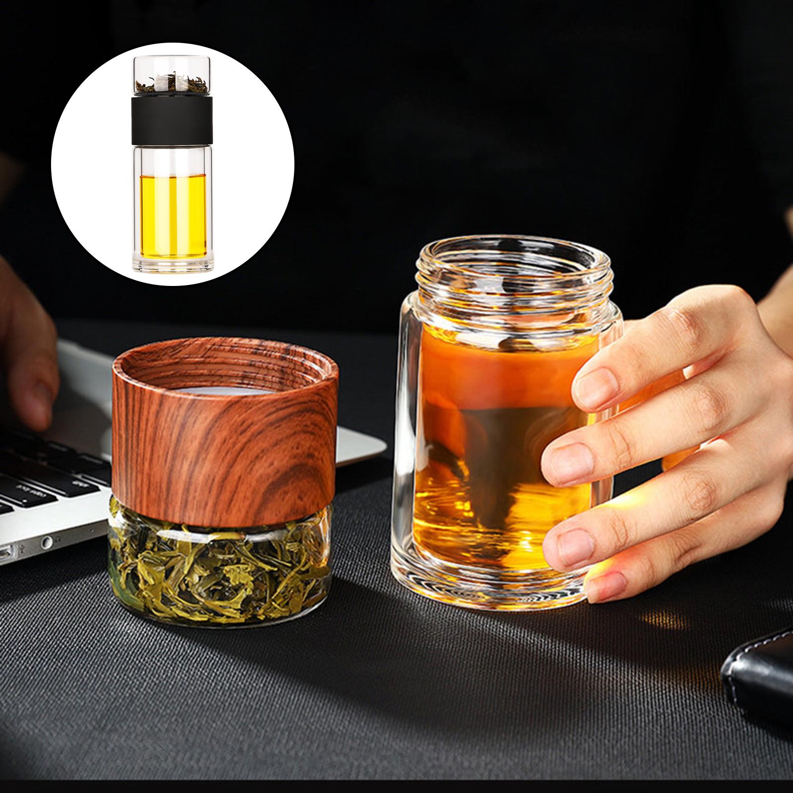 Portable Double Glass Tea Infuser Travel Tumbler Water Bottle with Filter