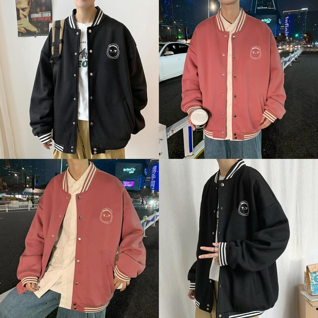 Áo Khoác Nỉ Bomber Cardigan thêu cậu bé đầu đinh Form Rộng Chất Nỉ Bông Dày Dặn Nam Nữ Unisex Thời Trang Hàn Quốc