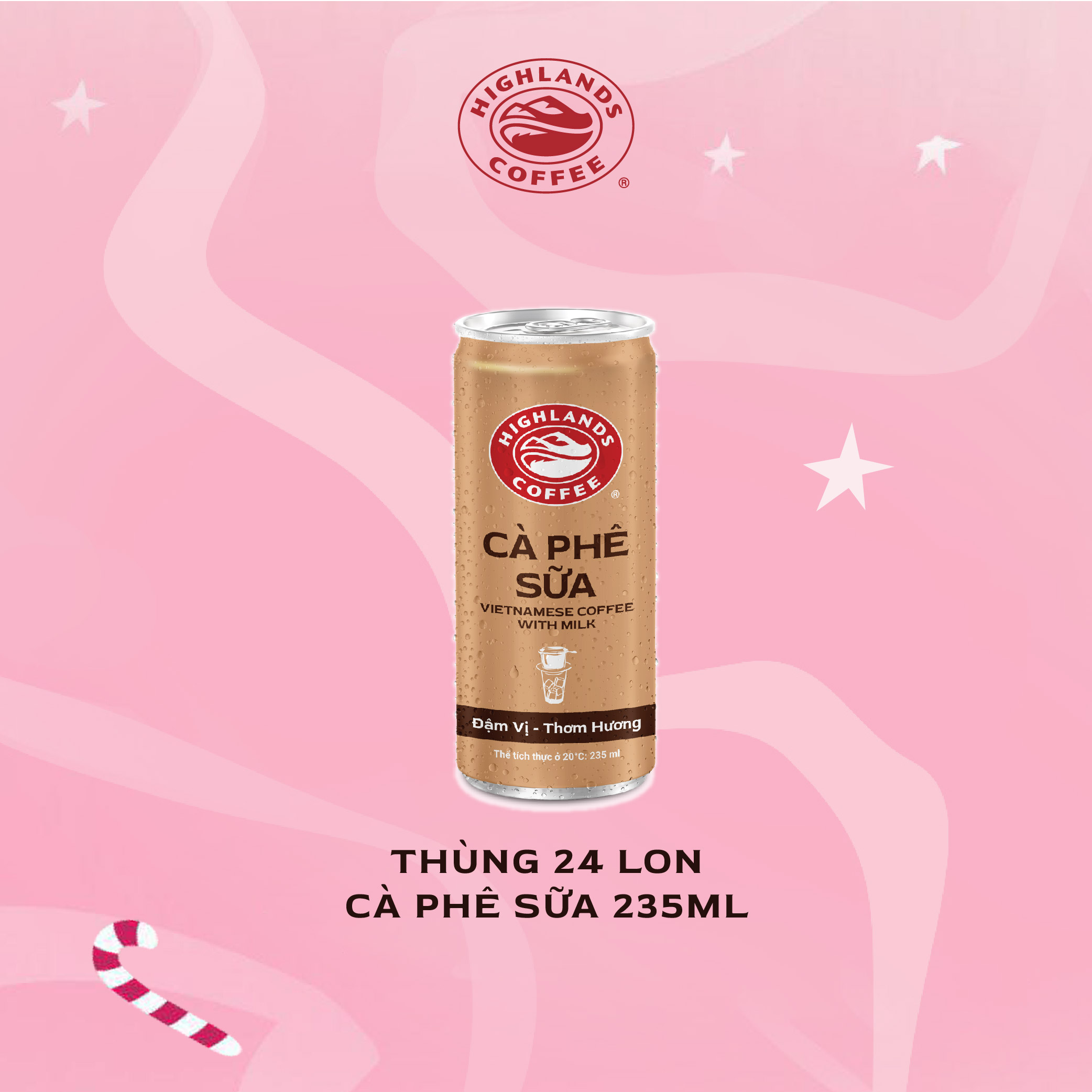 Thùng 24 Lon Cà Phê Sữa Highlands Coffee (235ml/Lon)