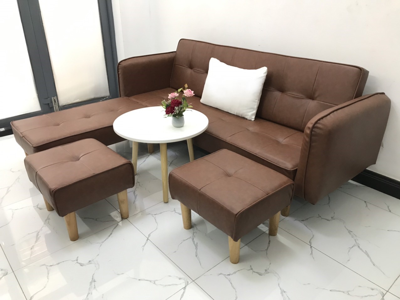 Cả bộ sofa bed L sofa giường tay vin phòng khách salon sivali11 sopha