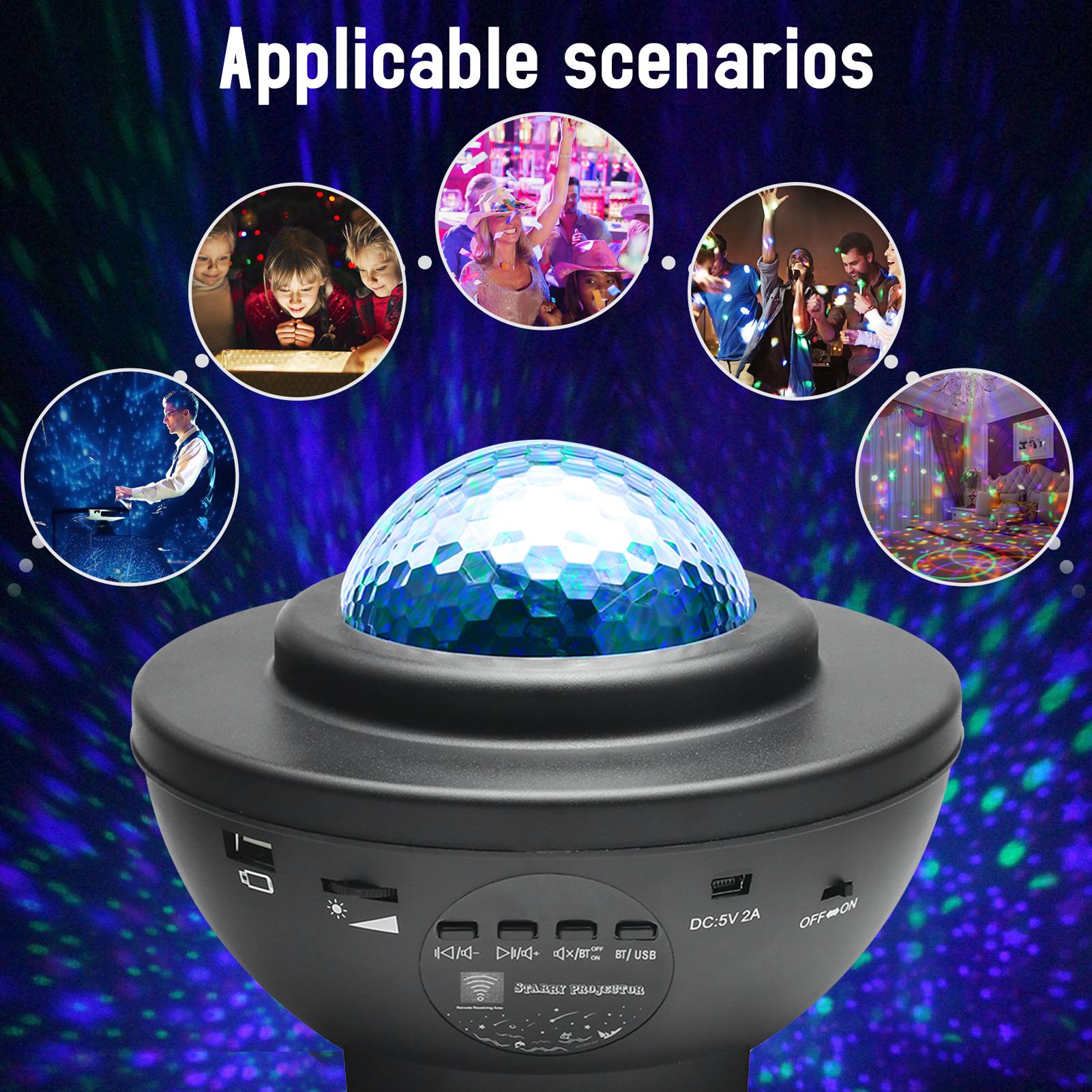 Đèn led chiếu trang trí cho trẻ em, có loa bluetooth, đèn gợn sóng