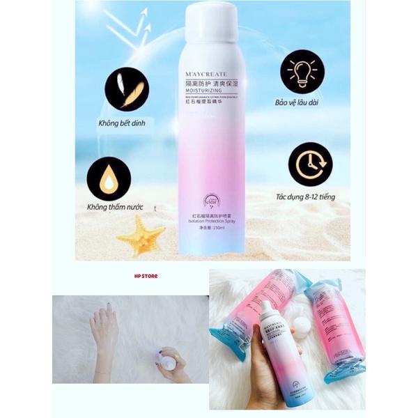 Chai MAYCREATE Xịt Chống Nắng, Trắng Da, Dưỡng Ẩm, Chất Xịn 150ml