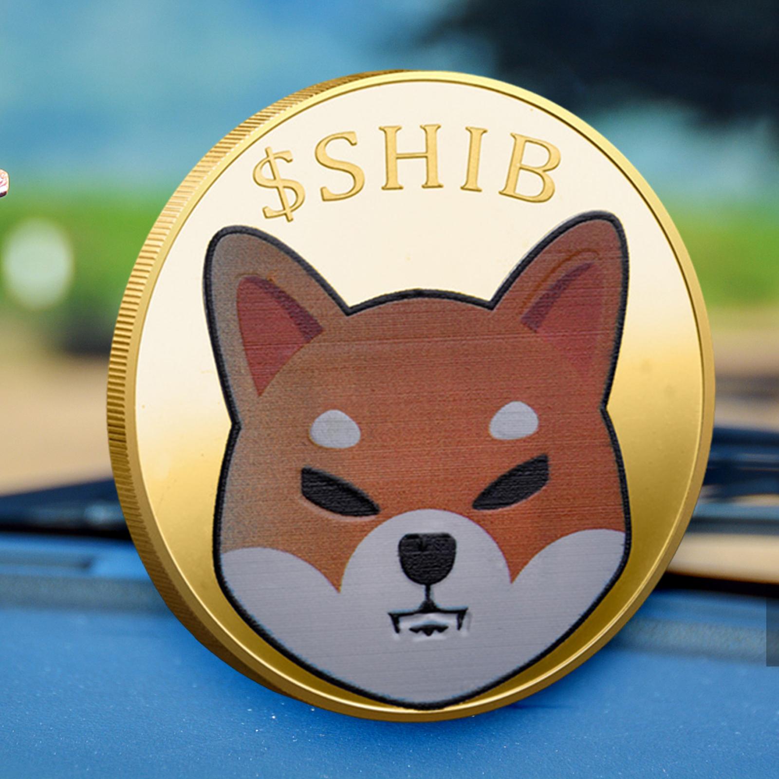 Gold Dogecoin Commemorative Coin 2021 Doge Coin New Collectors Iron Plated Coin with Protective Case for Friend Gift 40mm Dia