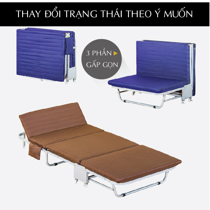 Giường Ngủ Văn Phòng Gấp Gọn Thông Minh - Giường Xếp Đa Năng - Giường gấp sinh viên bệnh viện đa năng khung thép