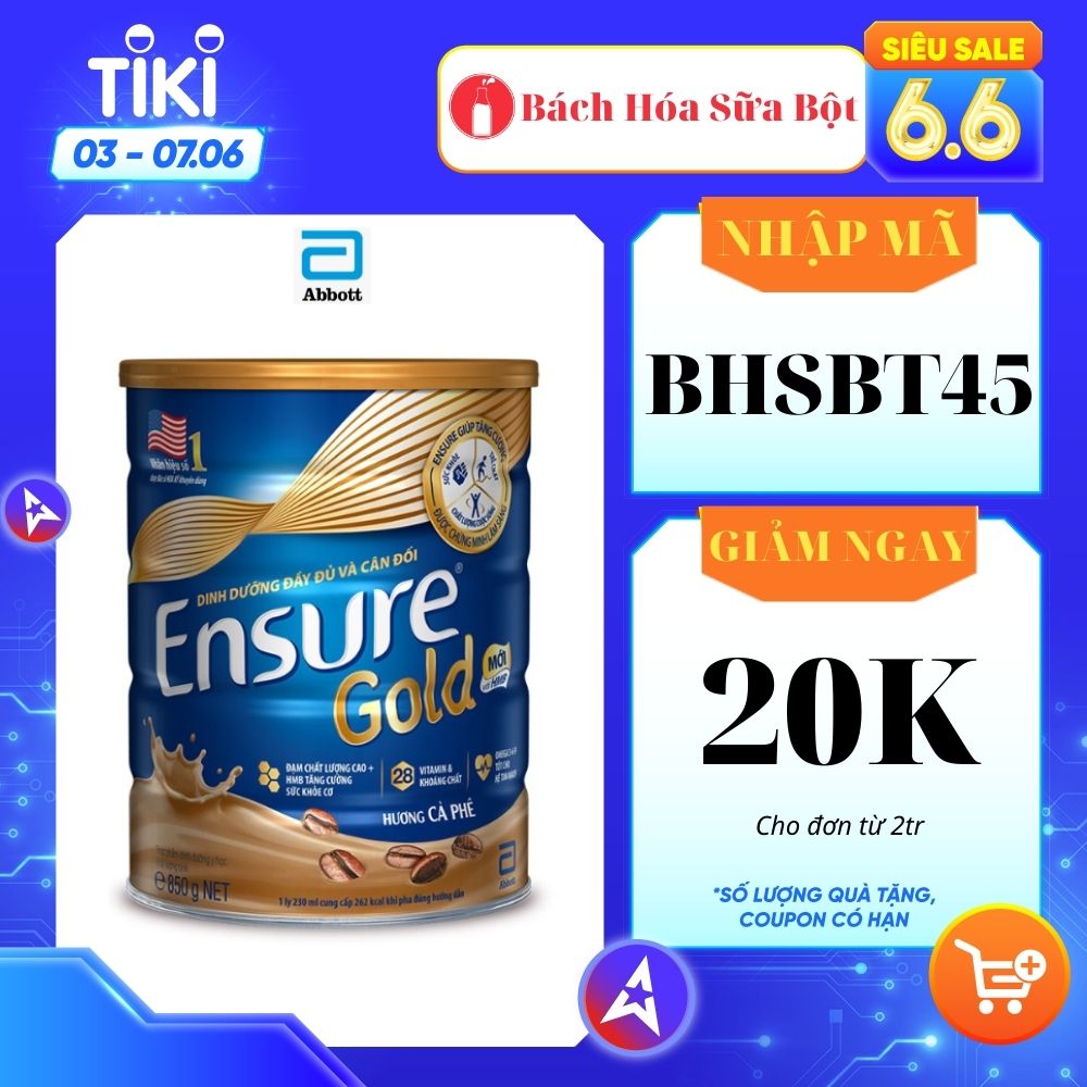 Thực phẩm dinh dưỡng y học: Ensure Gold hương cà phê 850g