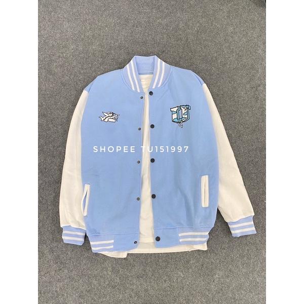 VARSITY JACKET BOMBER UNDERTRAP - BOMBER NỈ UNDERTRAP XANH DƯƠNG SIÊU HOT