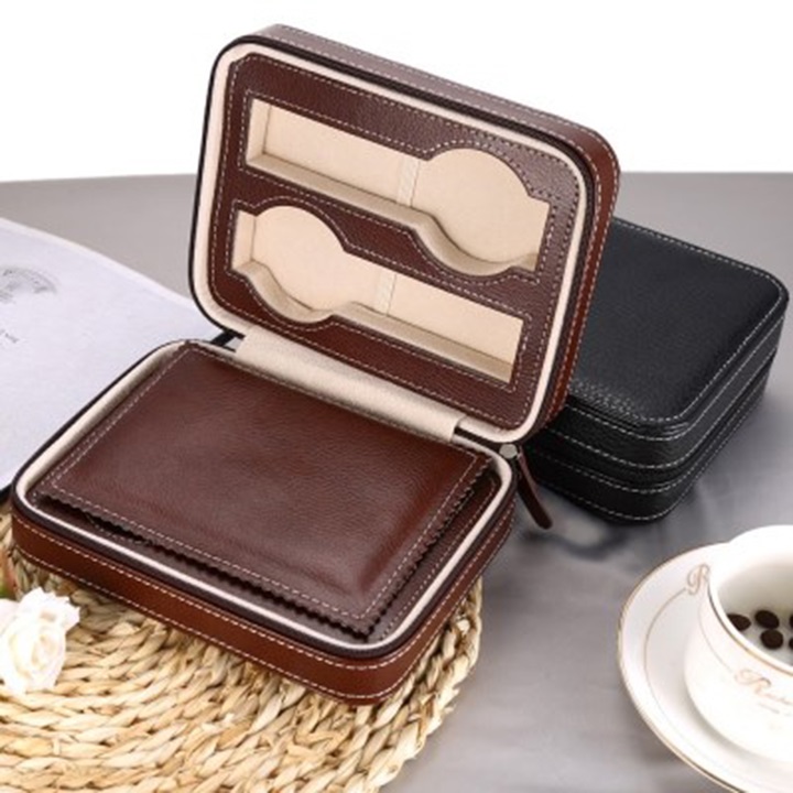 Hộp Đồng Hồ 4 Du Lịch 4 Ngăn Bằng Da Cao Cấp