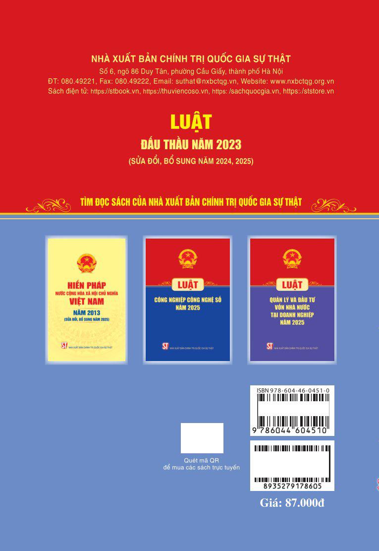 Sách - Luật Đấu Thầu Năm 2023 (Sửa Đổi, Bổ Sung Năm 2024, 2025)