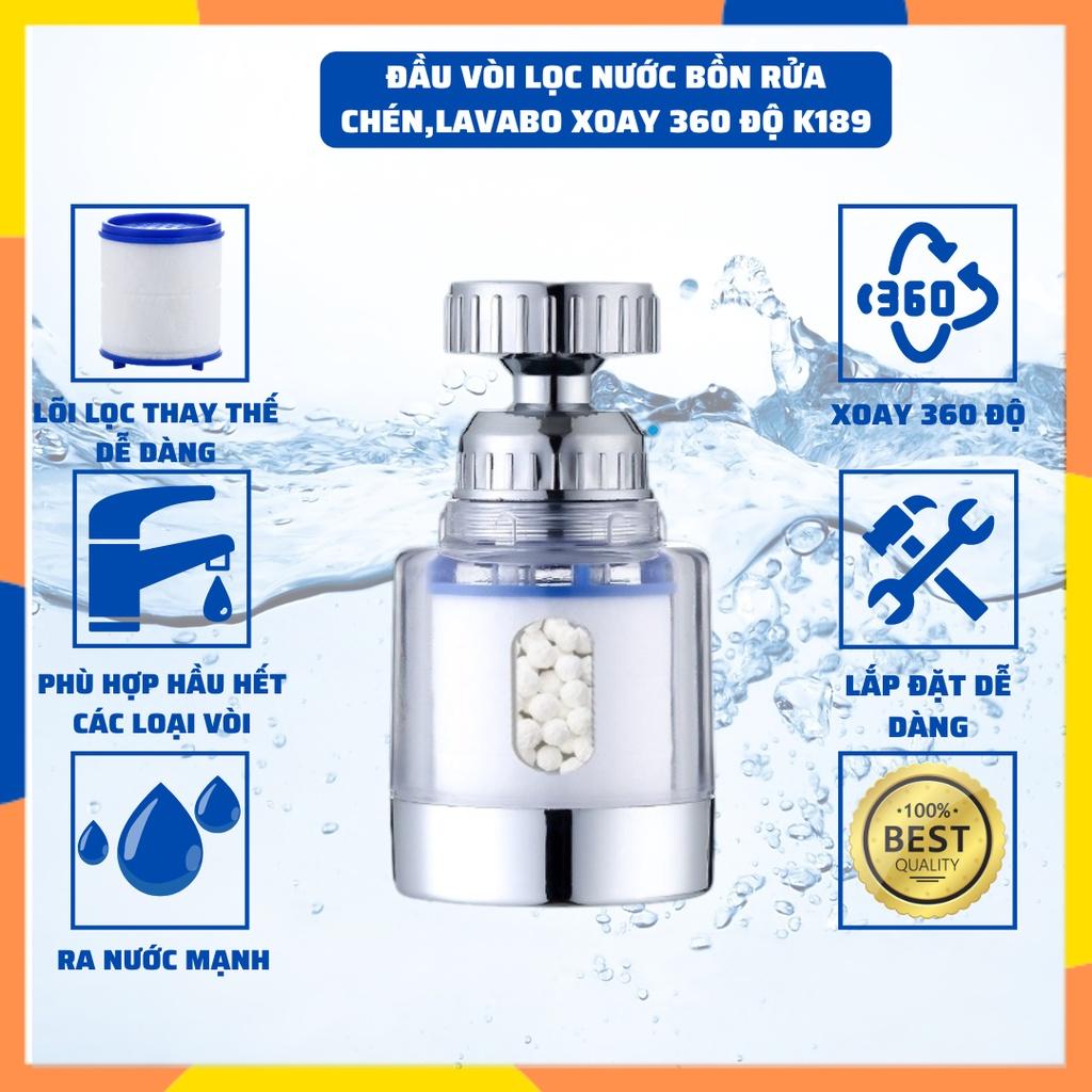 Đầu Vòi Rửa Bát ,Bồn Rửa Mặt Tăng áp Xoay 360 Độ Kèm Bộ Lọc Nước Lắp Đặt Dễ Dàng K189