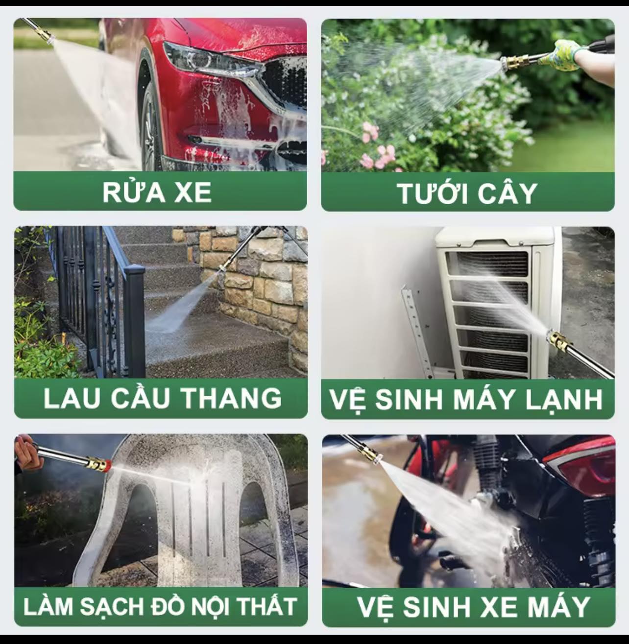 Máy Rửa Xe Chuyên Dụng Pin 10 Cell Siêu Trâu - Máy Xịt Rửa Tăng Áp 199V Chuẩn Động Cơ Lõi Đồng Siêu Khỏe Hàng Mới