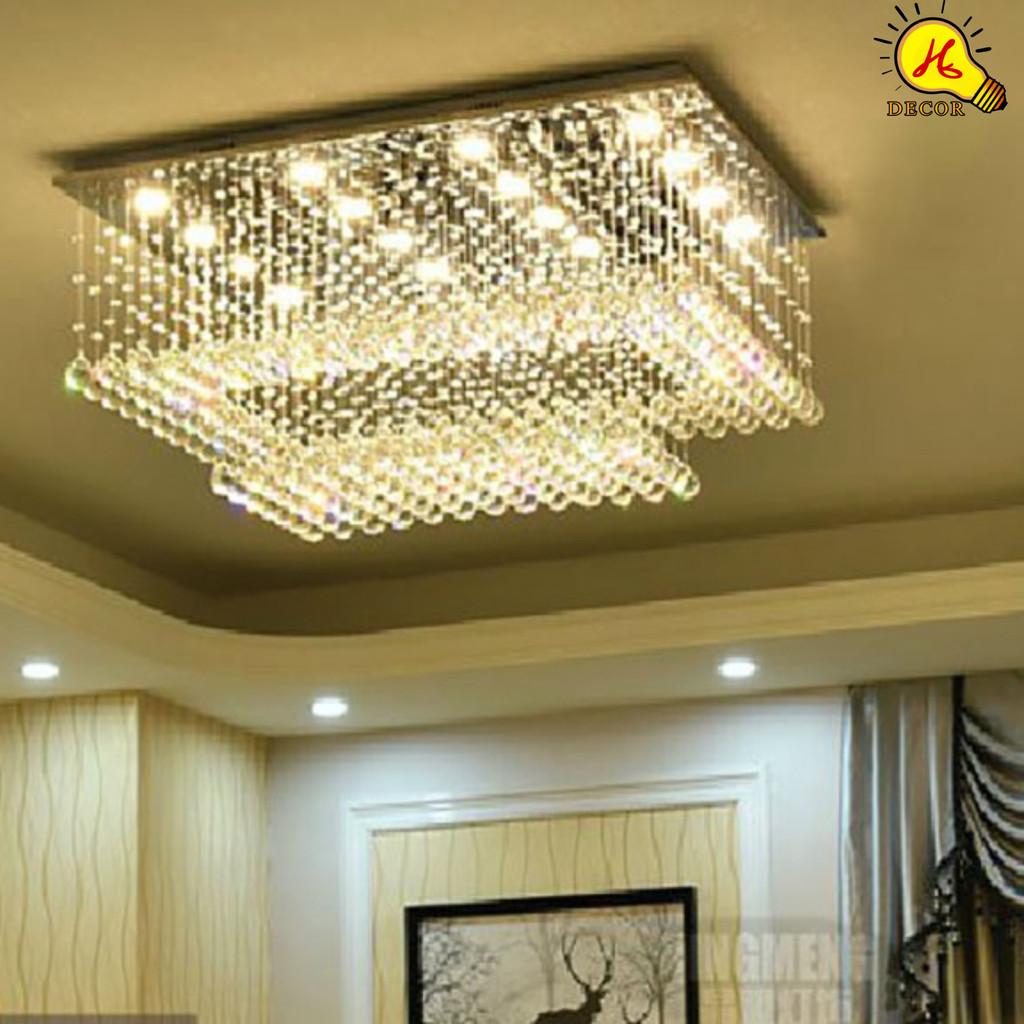 Đèn ốp trần pha lê phòng khách, phòng ngủ HQ - mã PLM23401 - ánh sáng 3 màu sang trọng, tiết kiệm HQ DECOR (HÀNG NHẬP KHẨU)
