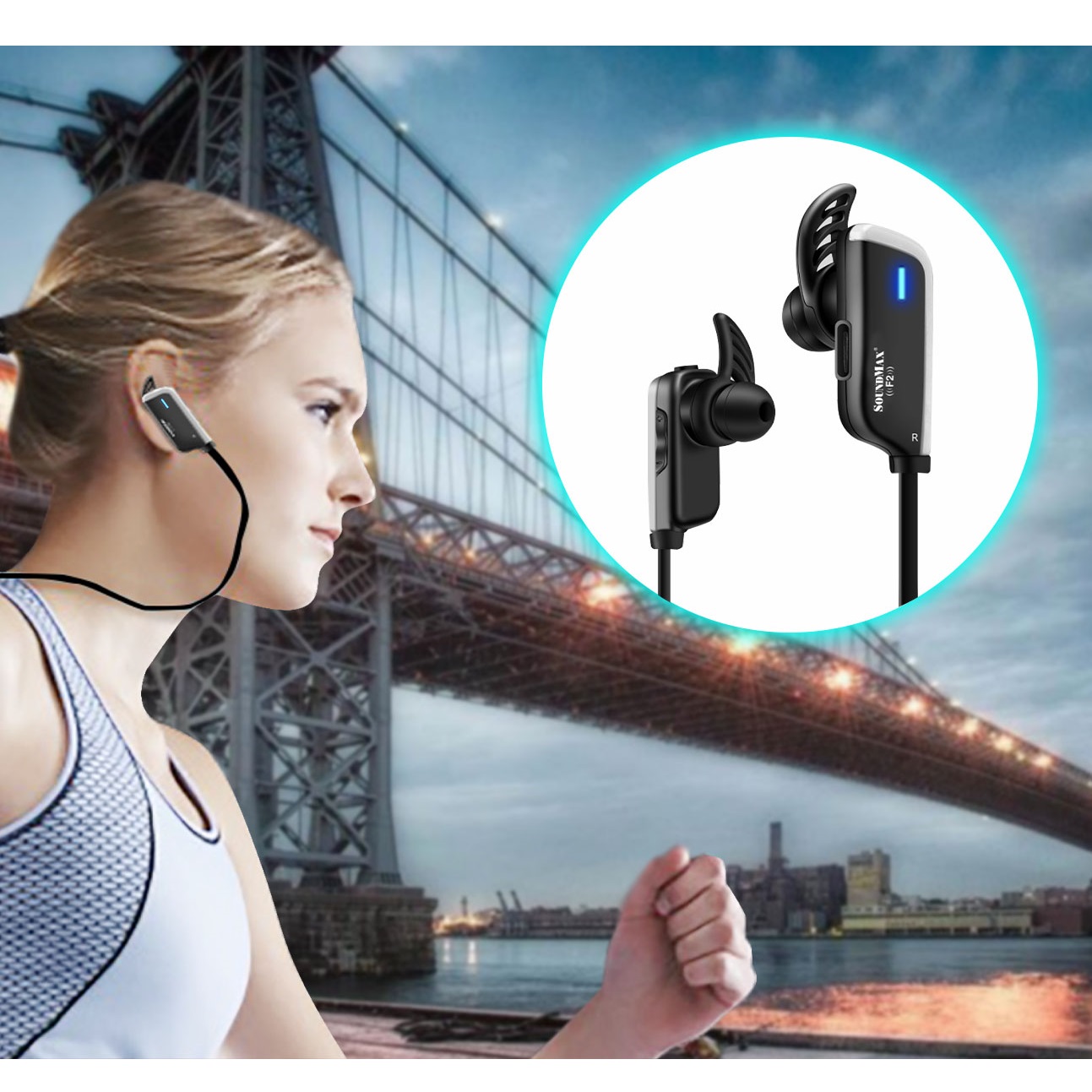 Tai Nghe Bluetooth Nhét Tai SoundMax F2 10m - Hàng Chính Hãng