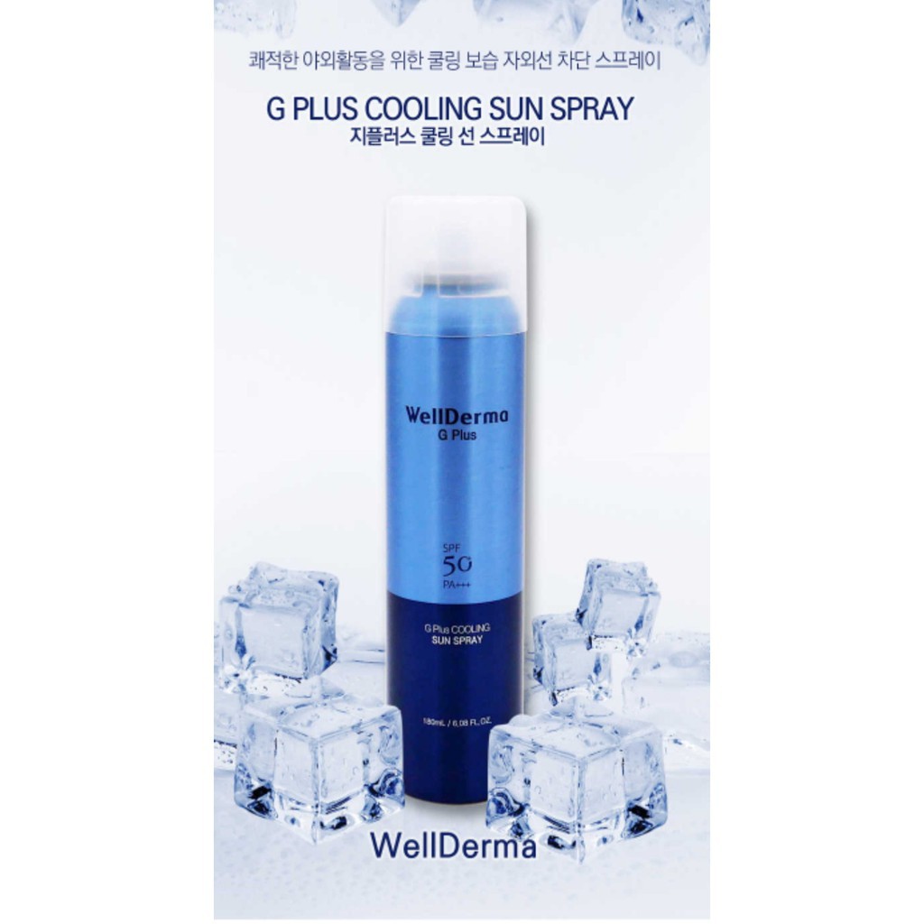 Xịt Chống Nắng Wellderma G Plus Cooling Sun Spray SPF 50PA+++ 180ml