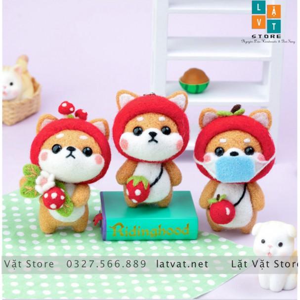 BỘ KIT LEN CHỌC CÓ HƯỚNG DẪN - 20 BÉ TÂN BINH SHIBA, chọc len thật dễ dàng, NEEFDE FELTING SHIBA