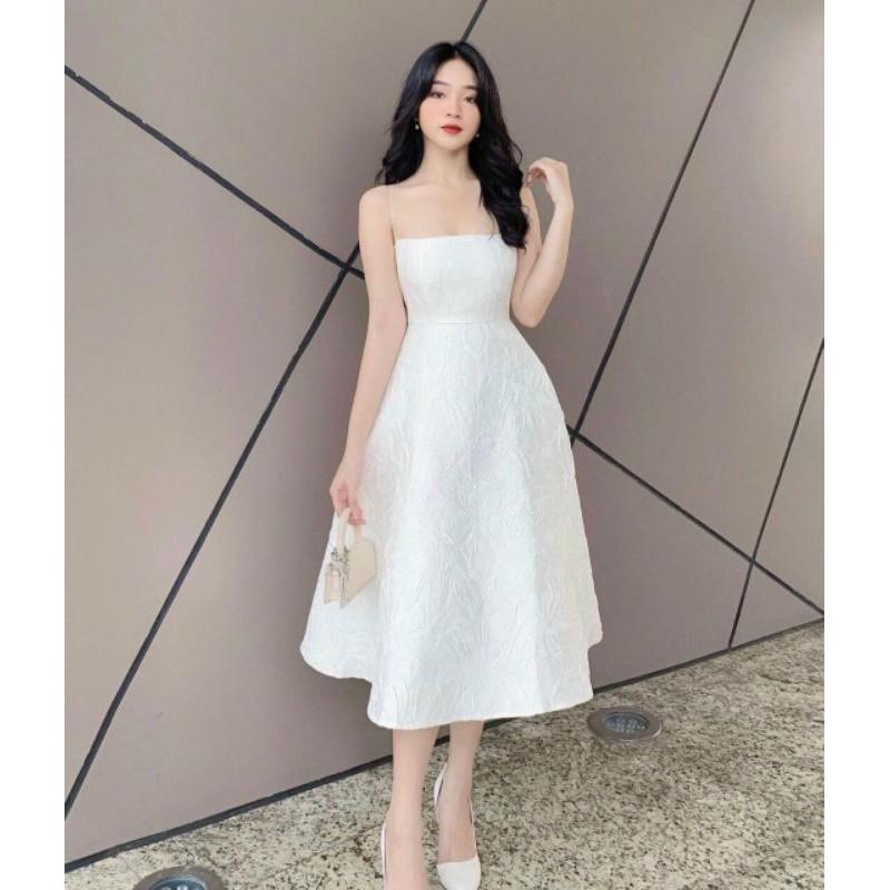 Đầm gấm hai dây