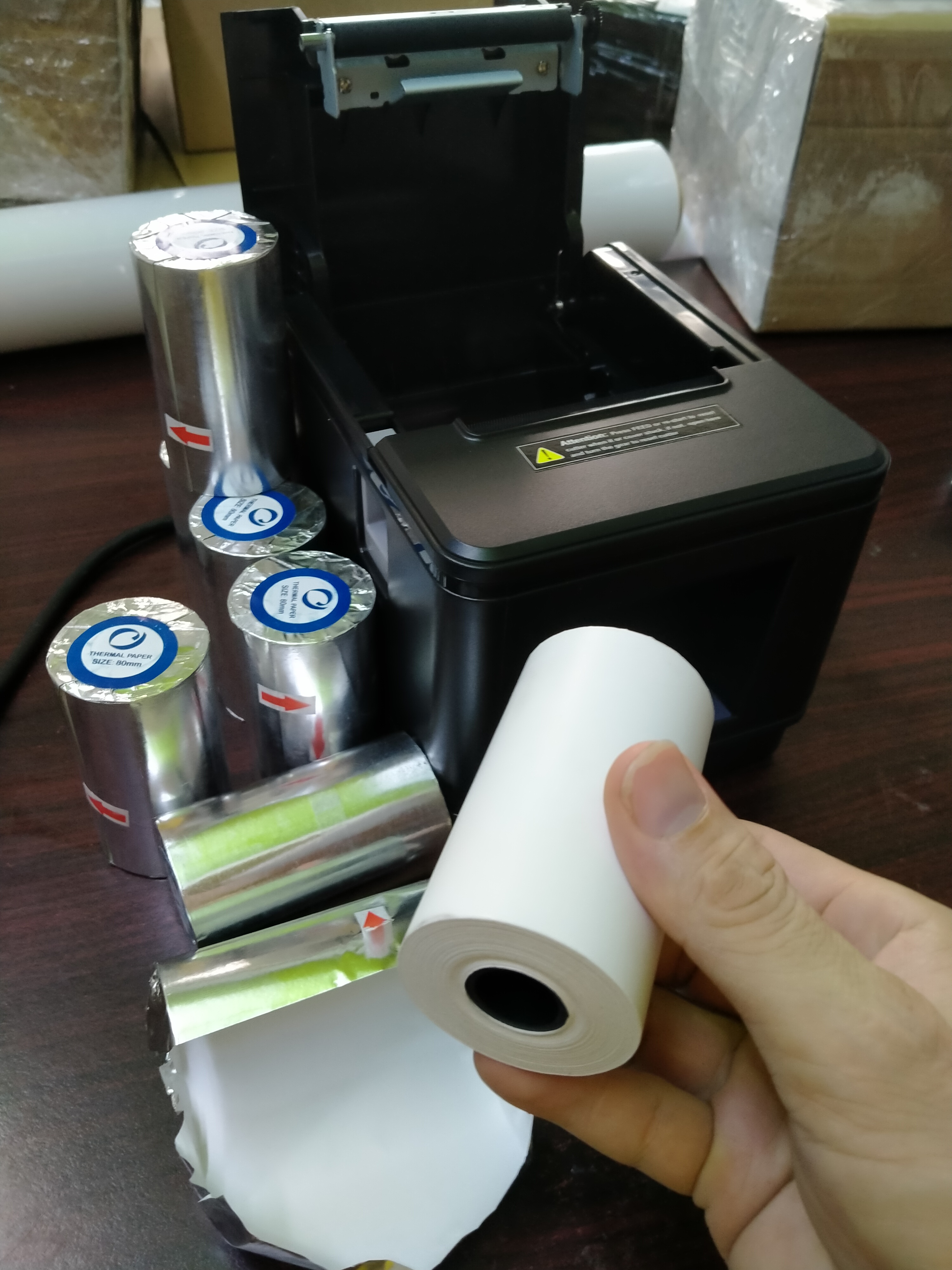 Combo 50 cuộn giấy in hóa đơn, giấy in nhiệt, in bill K80, phi 45