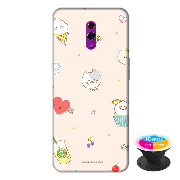 Ốp lưng điện thoại Oppo Reno hình Mèo Con tặng kèm giá đỡ điện thoại iCase xinh xắn - Hàng chính hãng