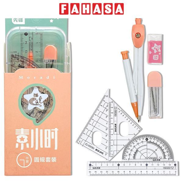 Bộ Compa 7 Món - Bút Chì Kim - ShiF 3111 - Màu Hồng Cam