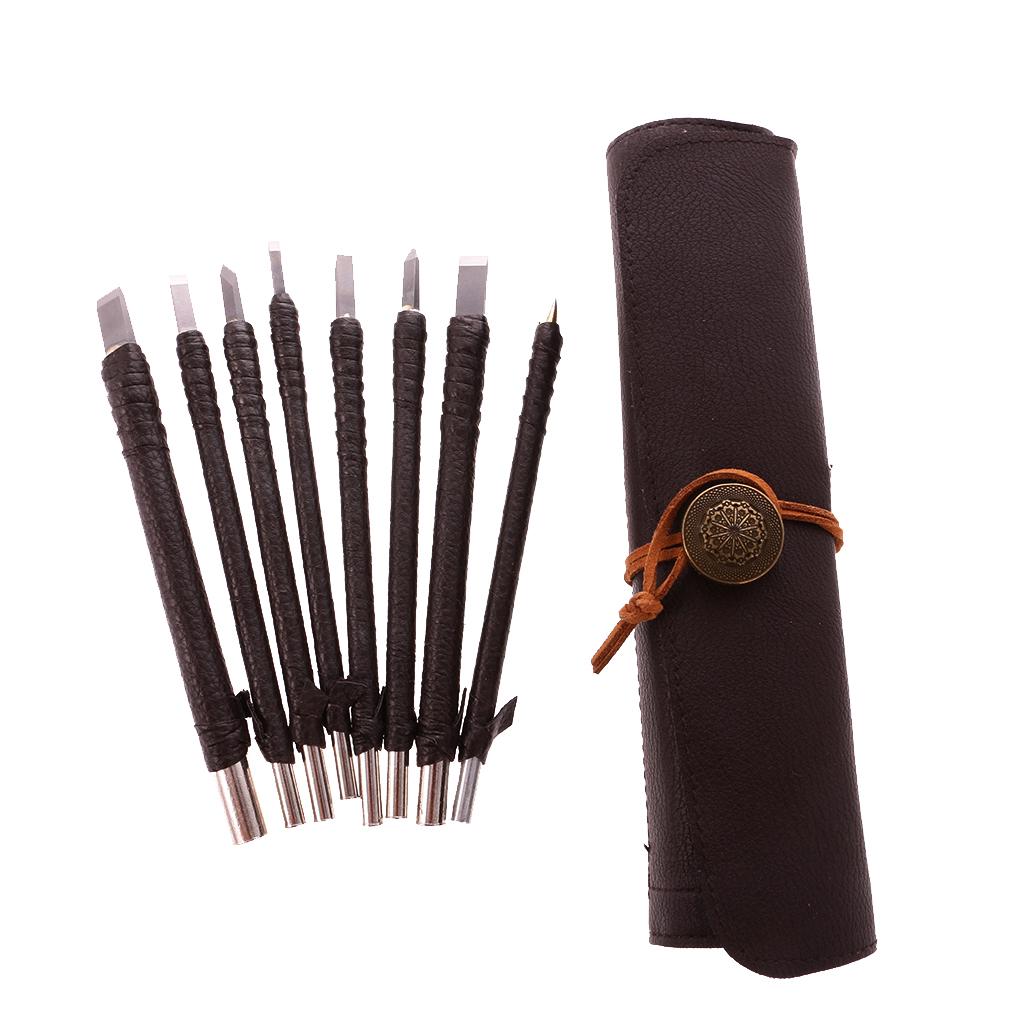Set of 8  Stone Wood Carving Seal Engraving Set Hobby Craft Tool