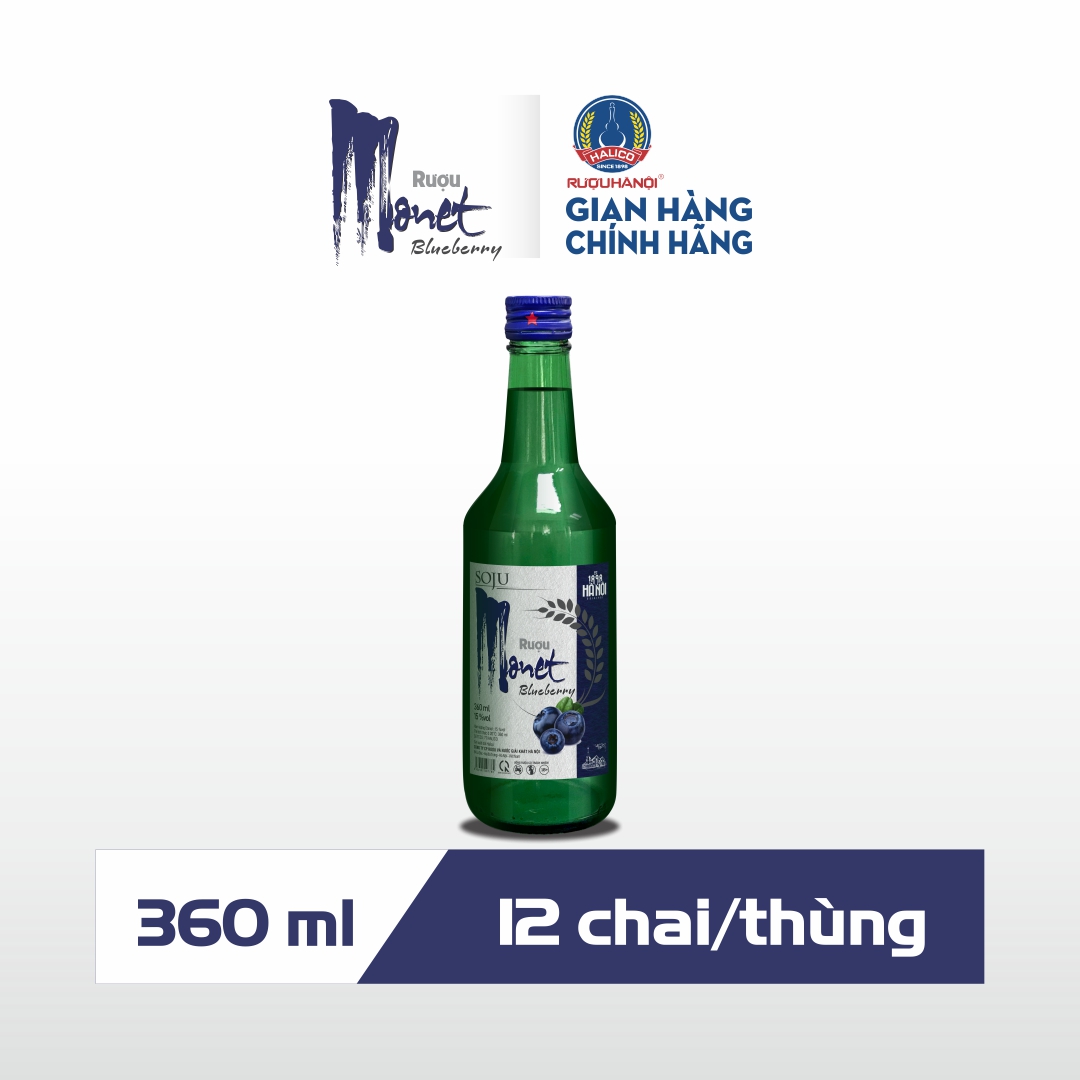 Rượu Soju Monet blueberry vị việt quất HALICO nồng độ 14,5% chai