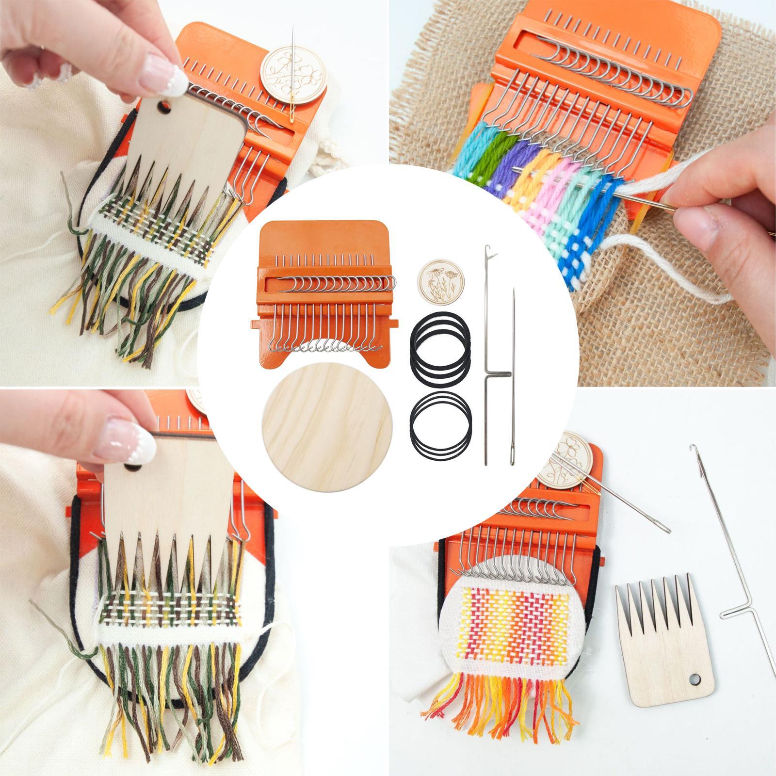 Darning Knitting 12Hooks Portable Mini Durable with Wooden Disc Weave Tool for Beginners