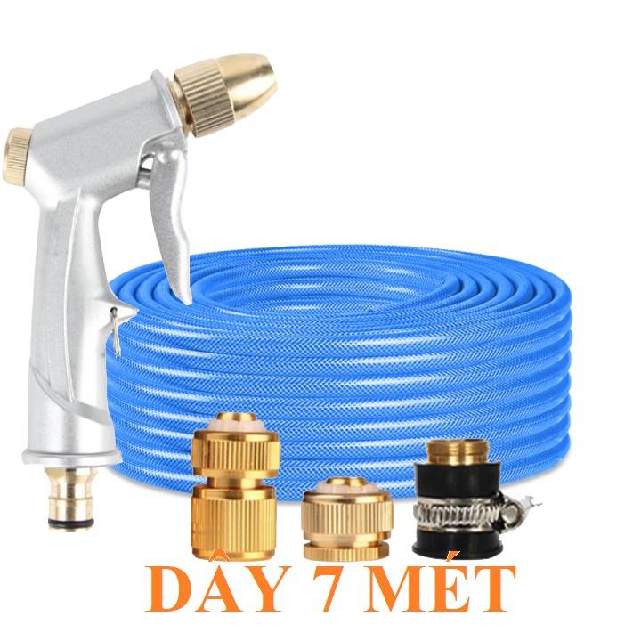 Vòi Xịt️Evoucher Bộ dây vòi xịt nước rửa xe, tưới cây , tăng áp 3 lần, loại 7m, 10m 206701 đầu đồng,cút đồng, + đai