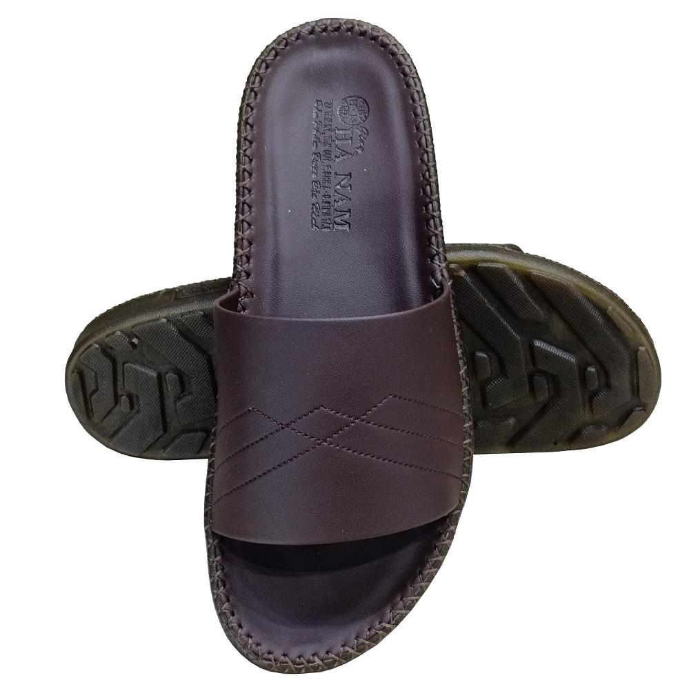 Dép Nam Da Bò HA NAM Đế Siêu Nhẹ Khâu Chỉ Toàn Bộ DNA22033